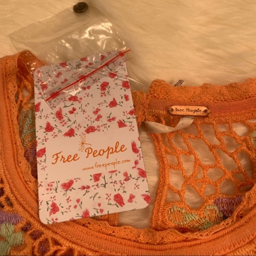 NEW Free People Flower Power Tank Top, Coral Combo - Picture 6 of 8